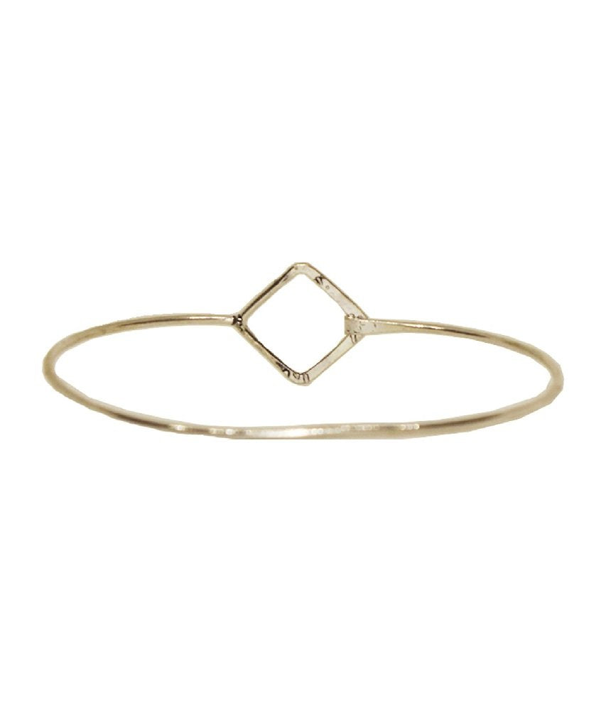 Minimalist Bangle Bracelet with Diamond Charm