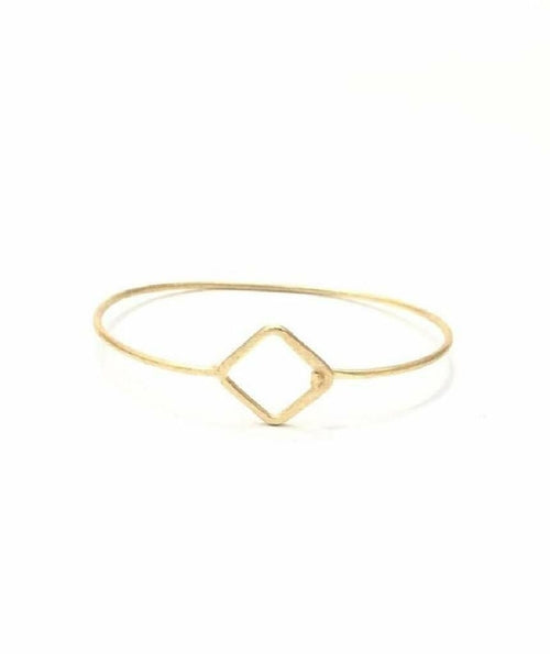 Minimalist Bangle Bracelet with Diamond Charm