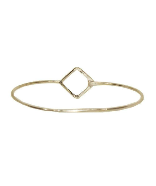 Minimalist Bangle Bracelet with Diamond Charm