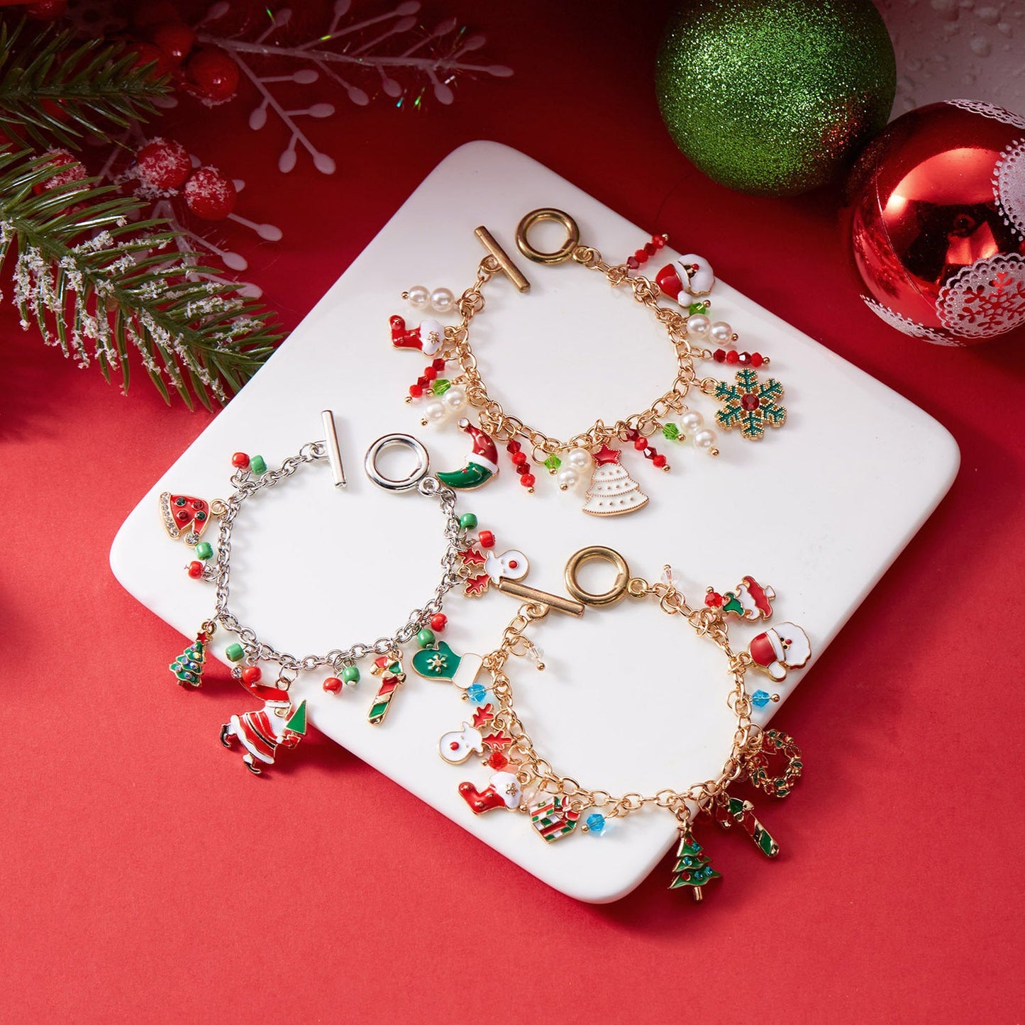 Personalized Christmas Bracelet Christmas Tree Santa Claus Pendant