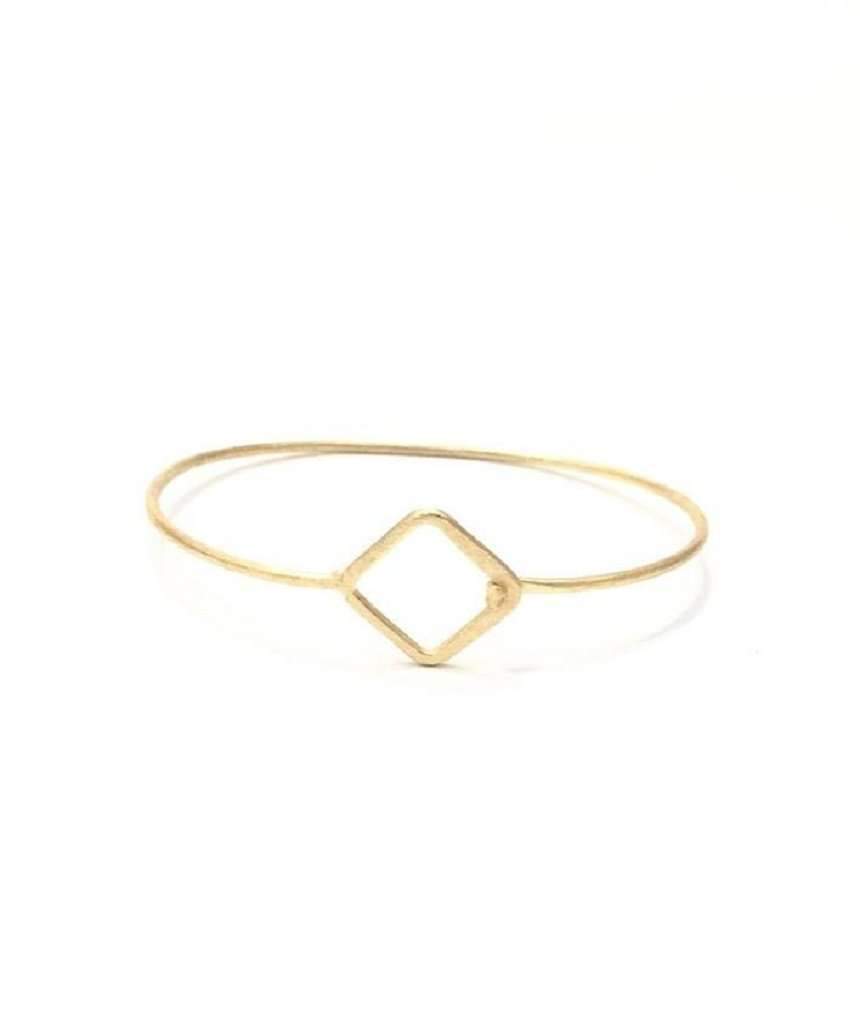 Minimalist Bangle Bracelet with Diamond Charm