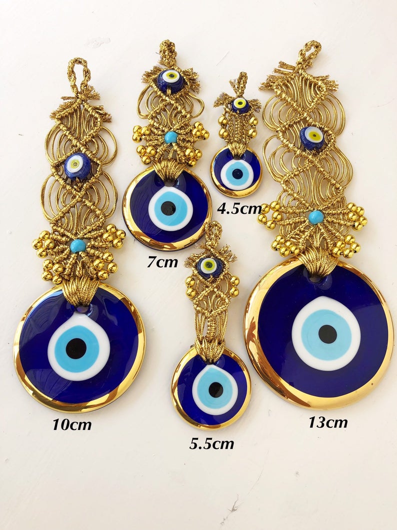 Gold macrame evil eye wall hanging series
