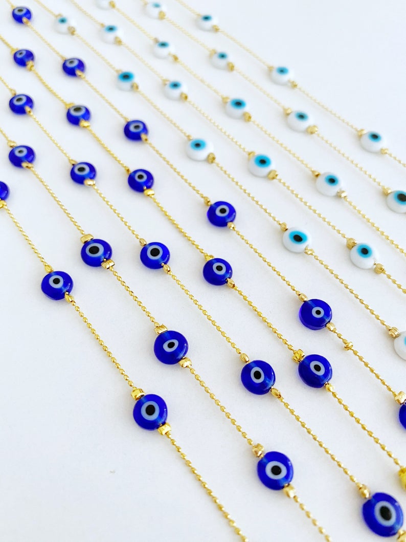 Evil Eye Anklet, Tiny Evil Eye Beaded Anklet, Anklet Bracelet, Dainty