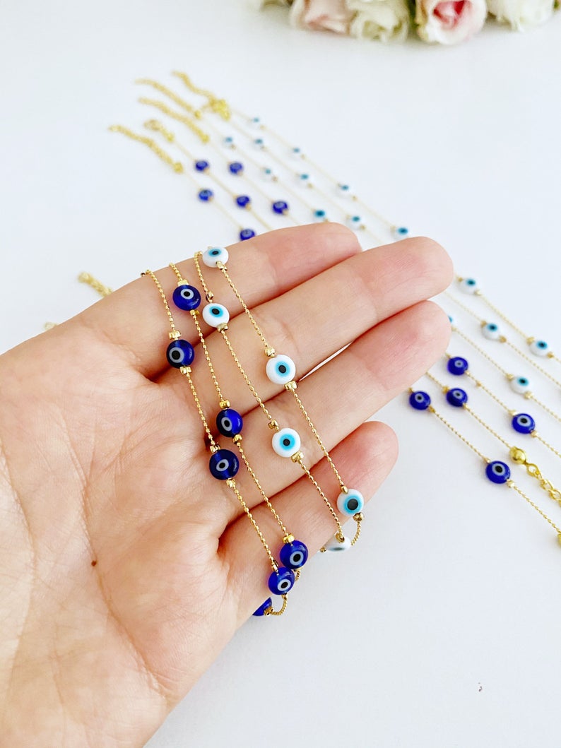 Evil Eye Anklet, Tiny Evil Eye Beaded Anklet, Anklet Bracelet, Dainty