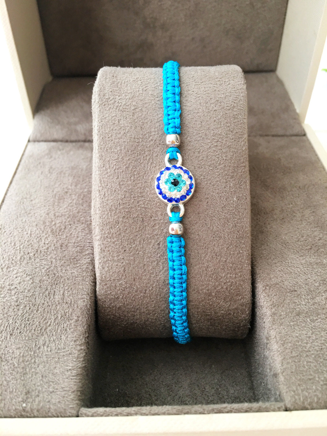 Evil Eye Charm Bracelet, Adjustable Thread Bracelet