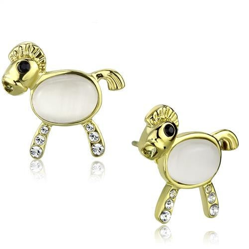 TK2152 - IP Gold(Ion Plating) Stainless Steel Earrings with Synthetic