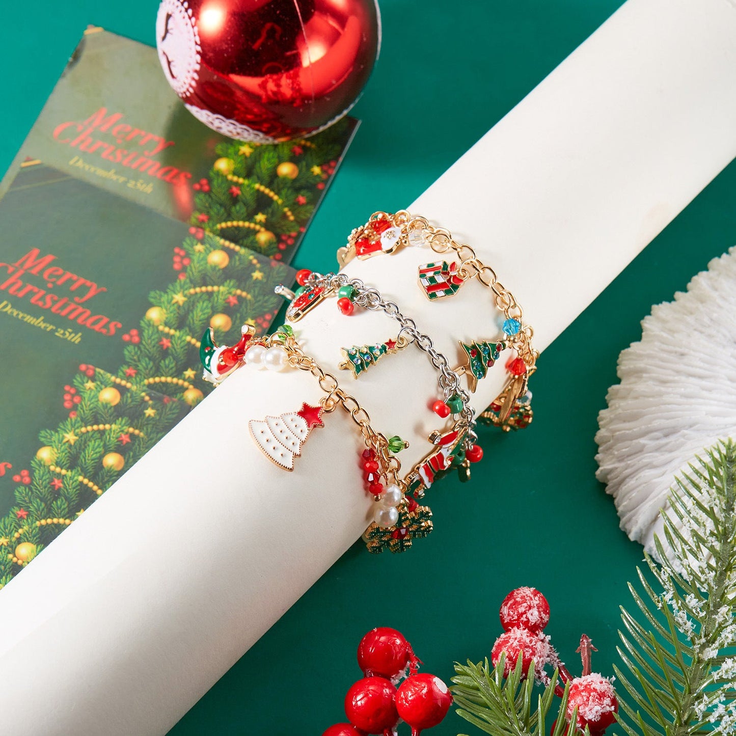 Personalized Christmas Bracelet Christmas Tree Santa Claus Pendant