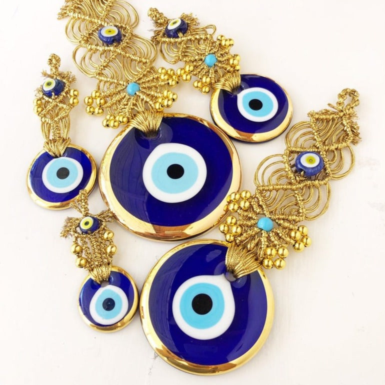 Gold macrame evil eye wall hanging series