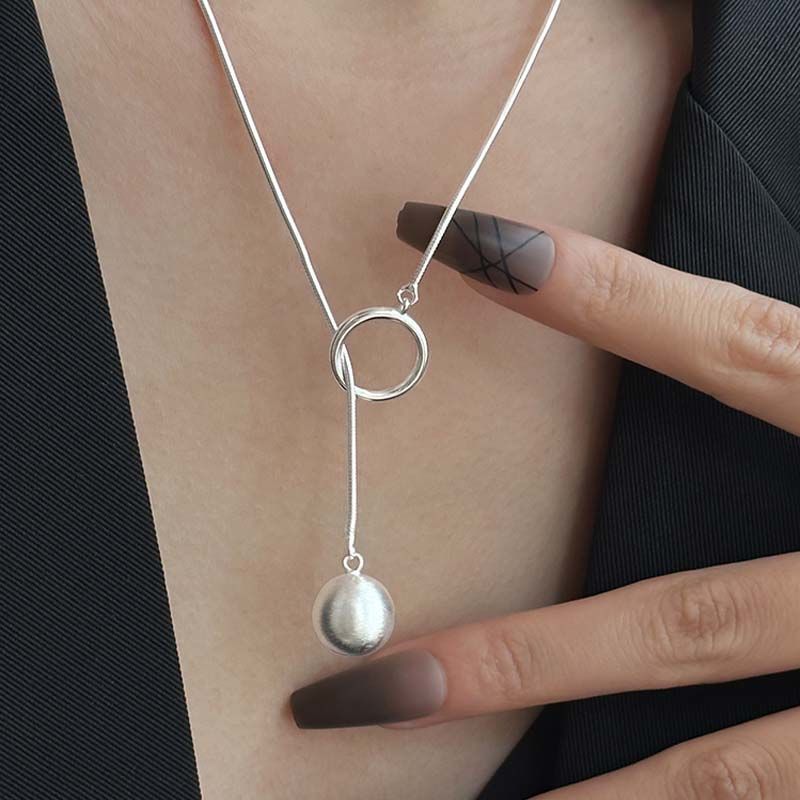 Ins Round Ball Ring Long Necklace Fashion Personality Temperament