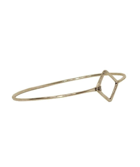 Minimalist Bangle Bracelet with Diamond Charm