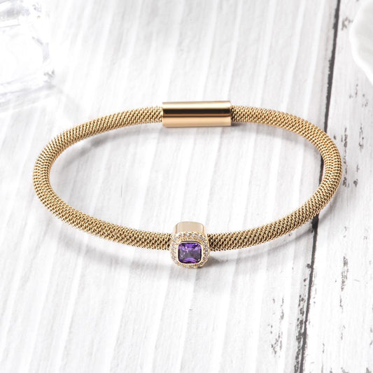 Brilliant Cut CZ Halo Bangle Bracelet