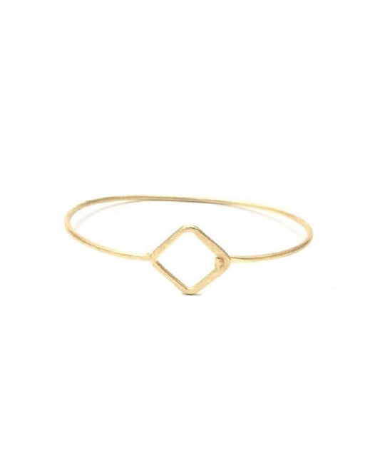 Minimalist Bangle Bracelet with Diamond Charm