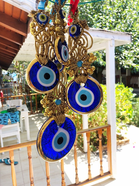 Gold macrame evil eye wall hanging series
