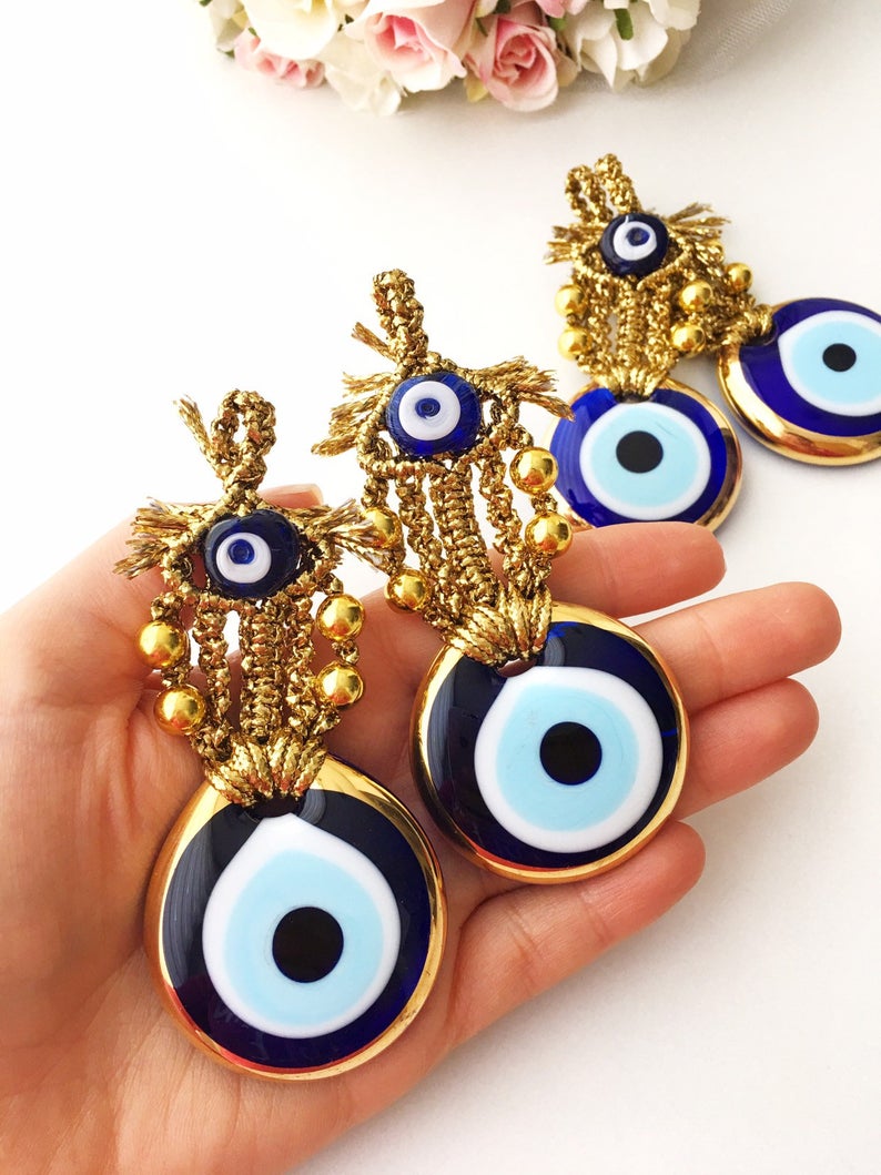 Gold macrame evil eye wall hanging series