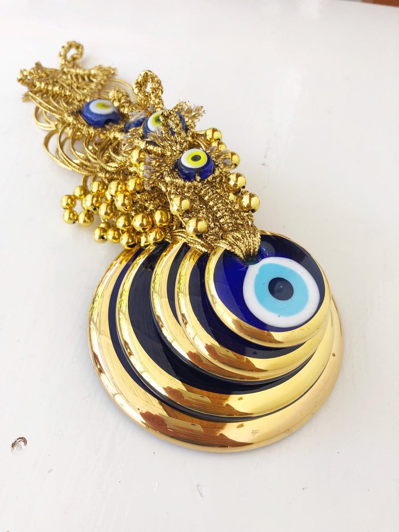 Gold macrame evil eye wall hanging series