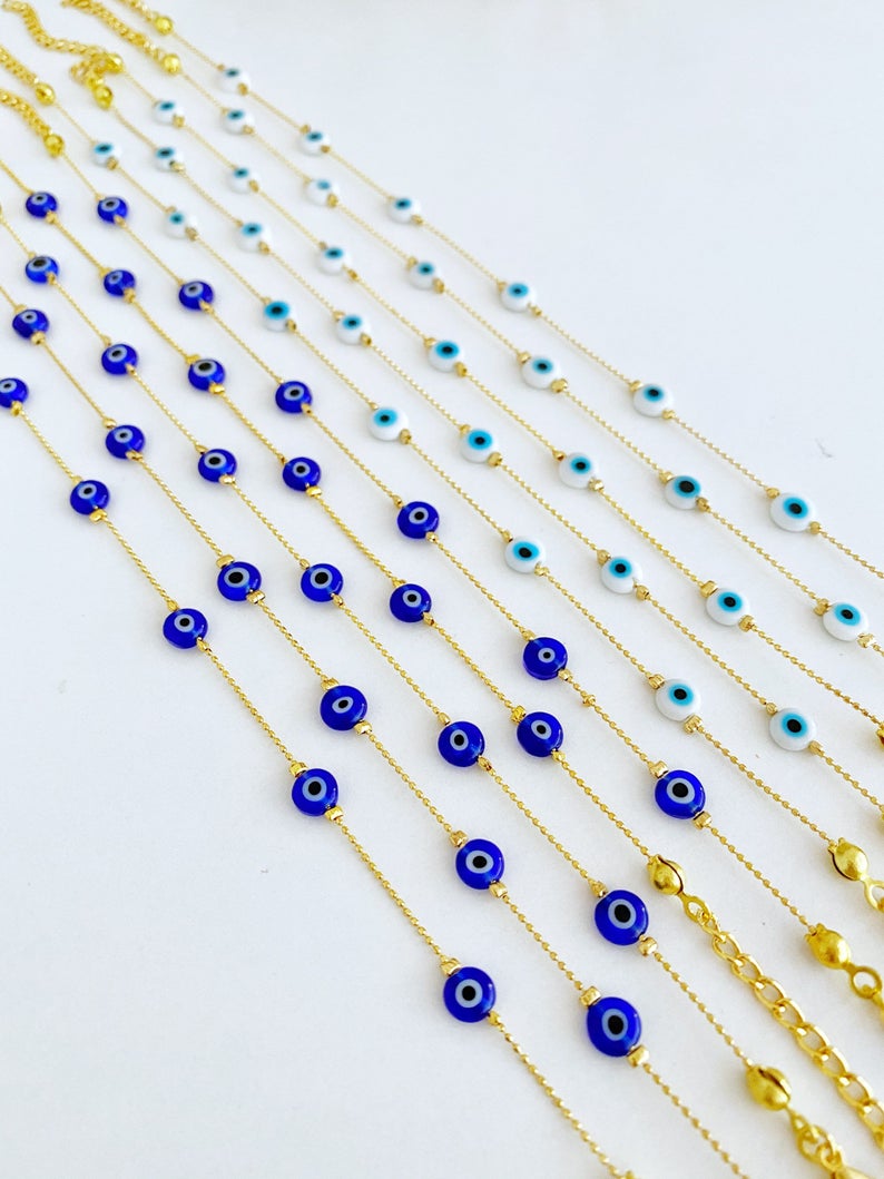 Evil Eye Anklet, Tiny Evil Eye Beaded Anklet, Anklet Bracelet, Dainty