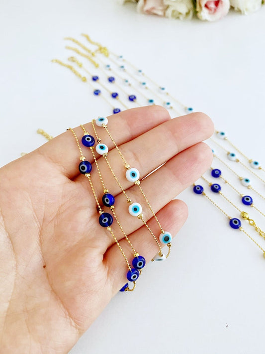 Evil Eye Anklet, Tiny Evil Eye Beaded Anklet, Anklet Bracelet, Dainty