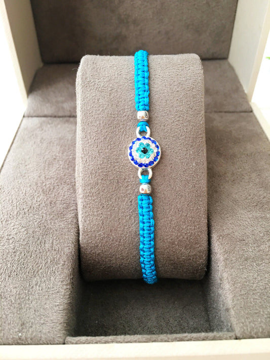 Evil Eye Charm Bracelet, Adjustable Thread Bracelet