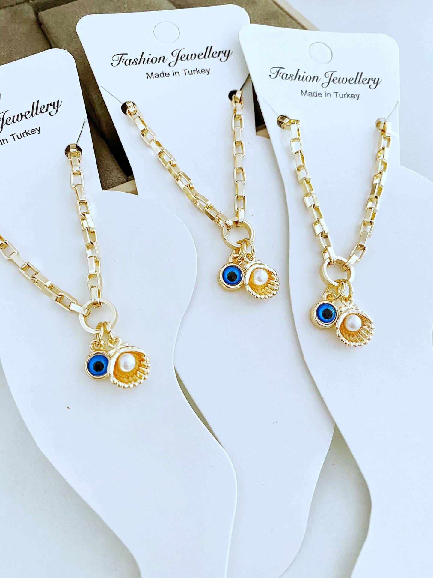 Evil Eye Ankle Bracelet, Gold Anklets, Evil Eye Anklets, Seashell