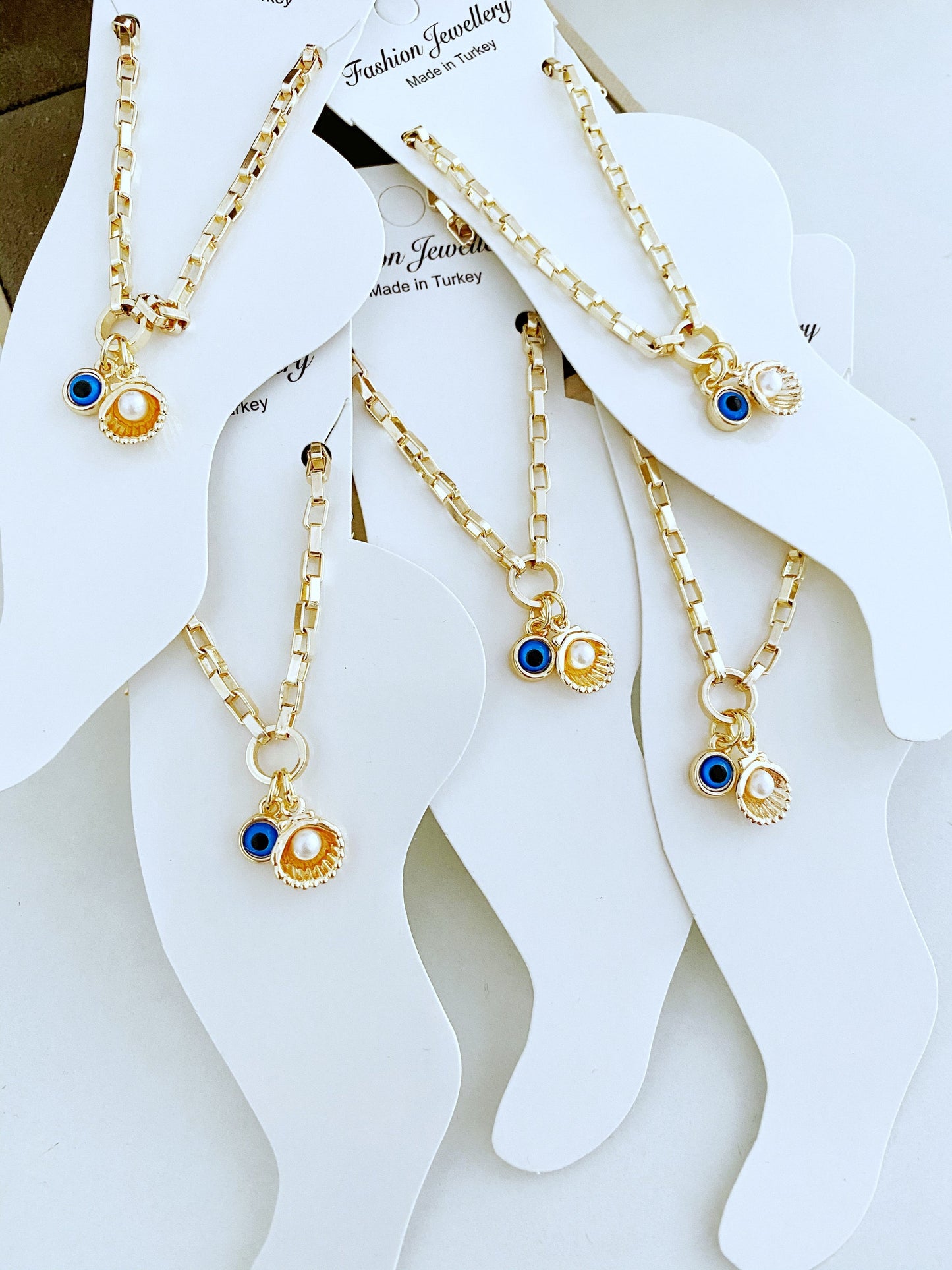 Evil Eye Ankle Bracelet, Gold Anklets, Evil Eye Anklets, Seashell