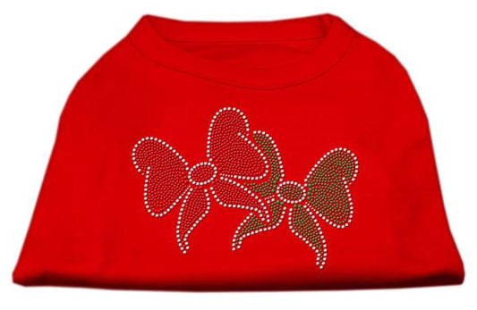 Mirage Pet Products 52-25-19 XSRD Christmas Bows Rhinestone Shirt Red